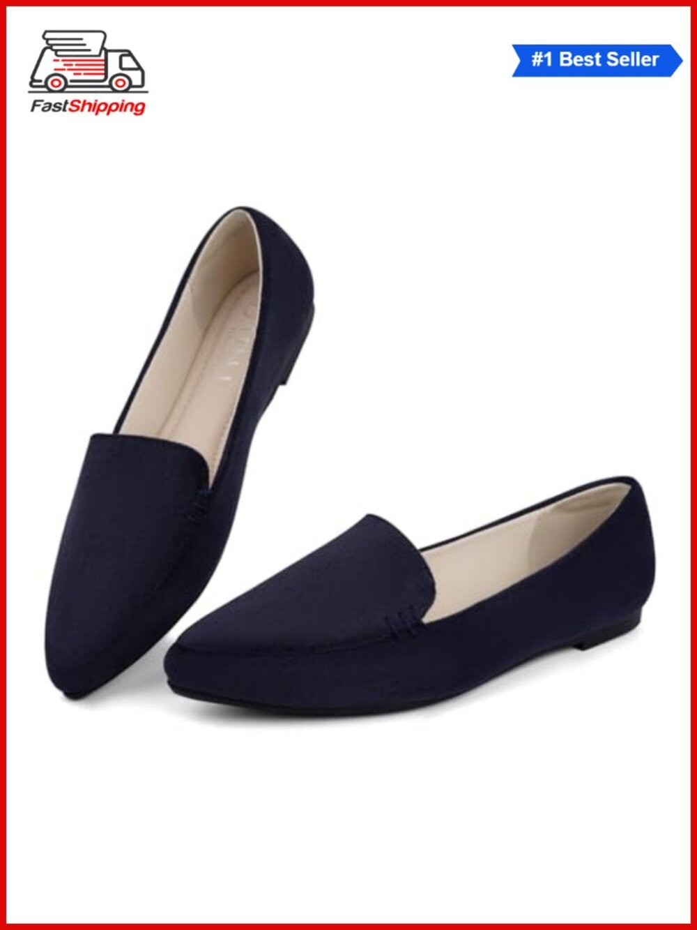 Pointed Toe Flats Women Faux Suede Slip On Loafers Arch Support Work